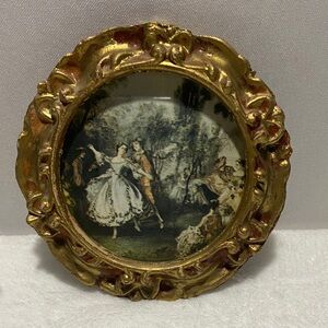 Vintage Victorian Dancing Couple Round Framed